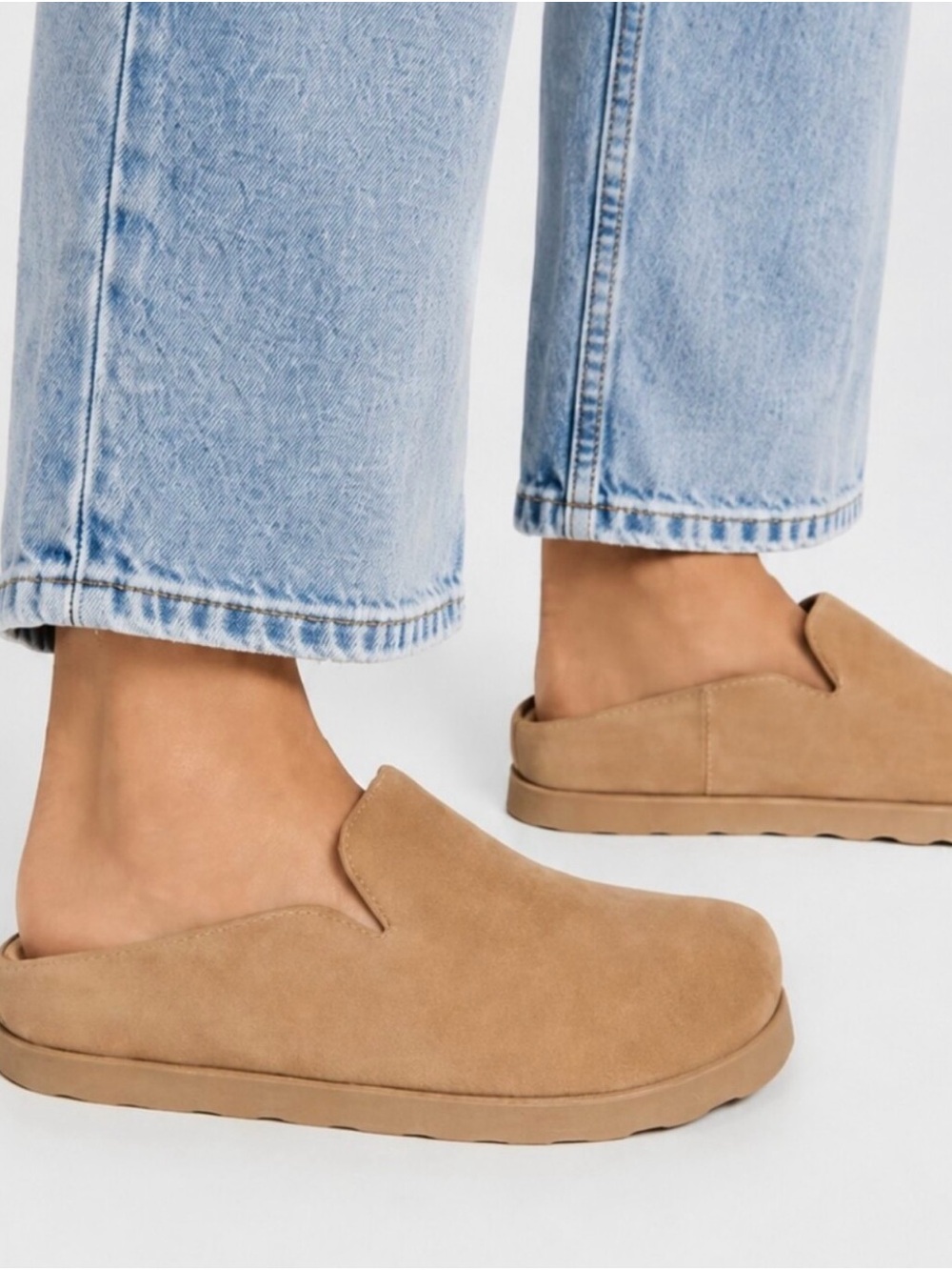 Vince Tan Suede Slip-On Clog Mules